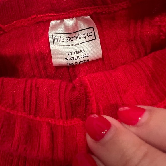 Set of 2 Little Stocking Co Black & Red Cable Knit Leggings size 1 to 2 years - Picture 8 of 8